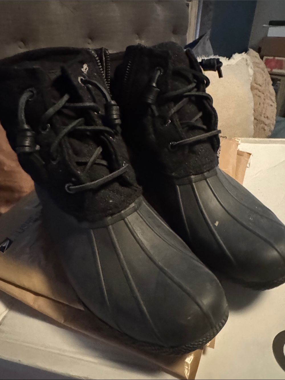 Sperry Women's Black Lace-Up Waterproof Winter Boots